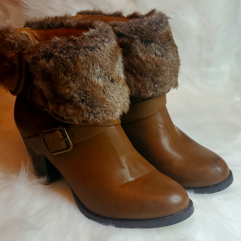 Brown Fur "JustFab" Boots